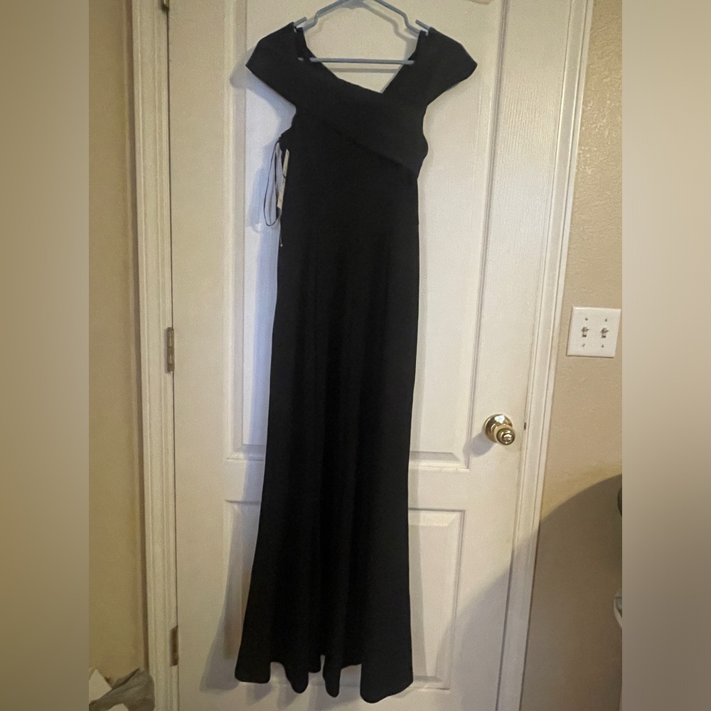 NWT Maggy London Black Asymmetrical Maxi Dress 2 Party Black Tie Cocktail